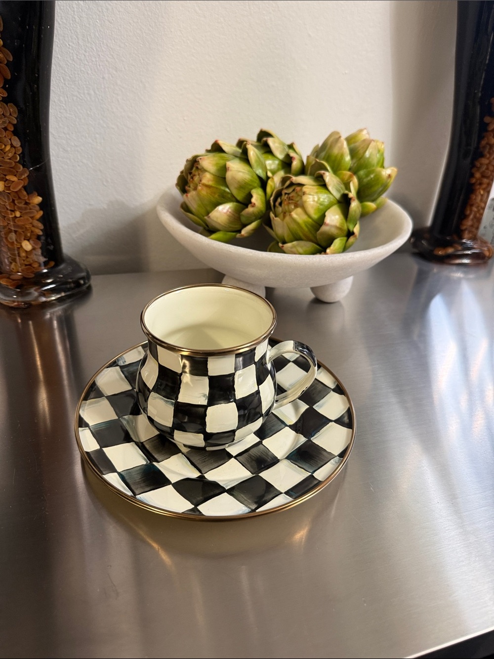 Makenzie Childs Mug & Saucer Set